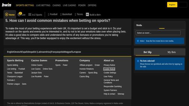 Bwin casino screenshot
